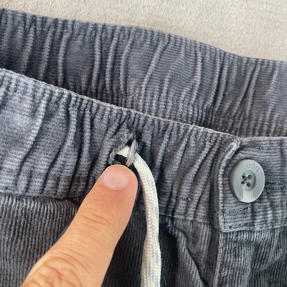 Vuori Optimist Pants Mes Medium Gray Corduroy Elastic Waist Drawstring V440